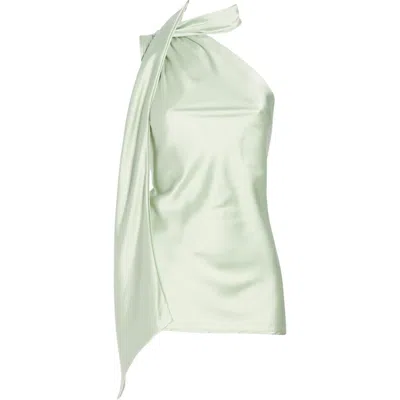 Renee C Scarf Detail One Shoulder Top In Green