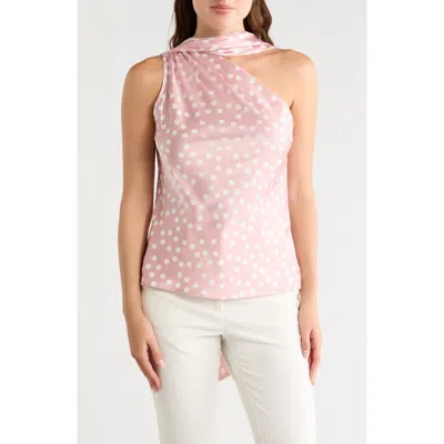 Renee C Scarf Detail One Shoulder Top In Pink