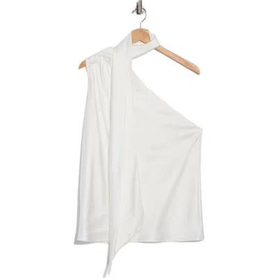 Renee C Scarf Detail One Shoulder Top In White