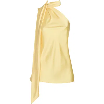 Renee C Scarf Detail One Shoulder Top In Yellow