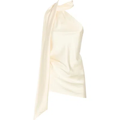 Renee C Scarf Detail One Shoulder Top In Yellow