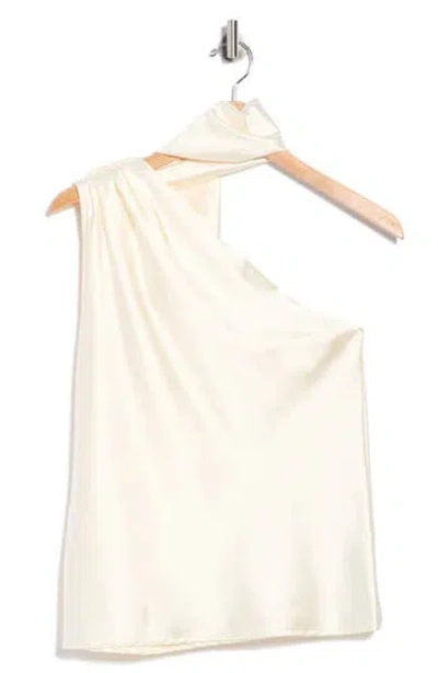 Renee C Scarf Detail One-shoulder Satin Top In White