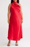 Renee C Scarf Neck One-shoulder Maxi Dress