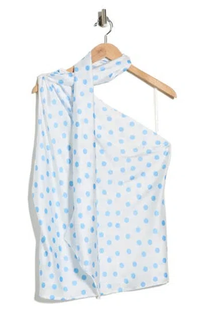 Renee C Scarf Neck One-shoulder Top In Blue