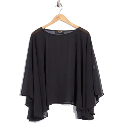 Renee C Sheer Chiffon Poncho Top In Black