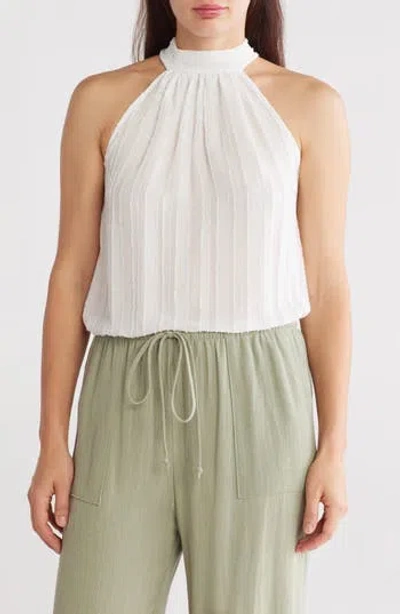 RENEE C RENEE C SHEER TEXTURE HALTER NECK TOP