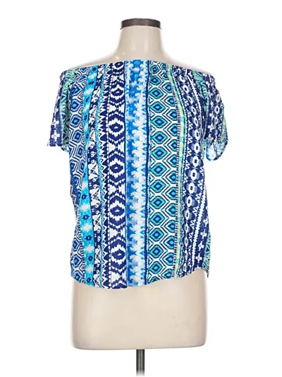 Pre-owned Renee C Short Sleeve Blouse In Blue