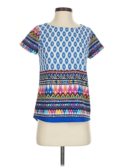Pre-owned Renee C Short Sleeve Blouse In Blue