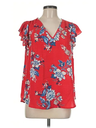 Pre-owned Renee C Short Sleeve Blouse In Red