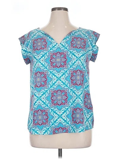 Pre-owned Renee C Short Sleeve Blouse In Teal