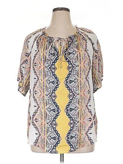 Pre-owned Renee C Short Sleeve Blouse In Yellow