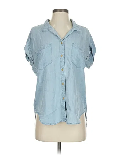 Pre-owned Renee C Short Sleeve Button Down Shirt In Blue