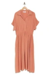 Renee C Short Sleeve Dress In Coral