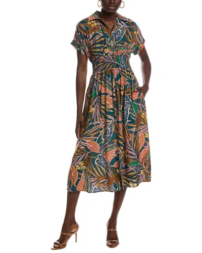 Renee C Short Sleeve Midi Dress In Green