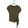 Renee C Short Sleeve Side Knot Tie Top
