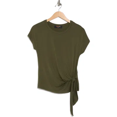 Renee C Short Sleeve Side Knot Tie Top