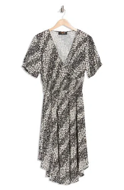Renee C Short Sleeve Smocked Waist Midi Dress In Gray
