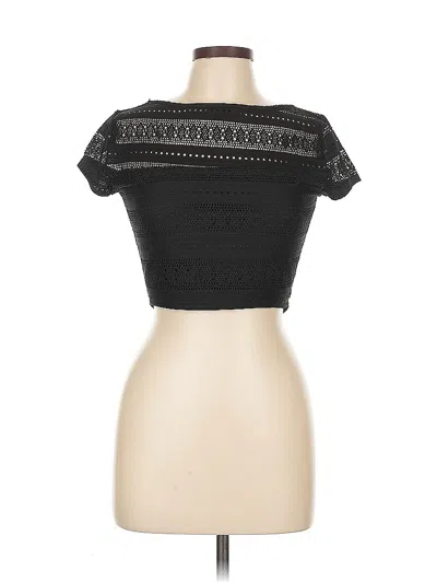 Pre-owned Renee C Short Sleeve Top Black Scoop Neck Tops