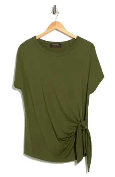 Renee C Side Knot Jersey Top In Green