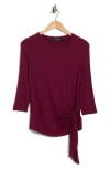 Renee C Side Knot Top In Burgundy