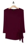 Renee C Side Knot Top In Burgundy
