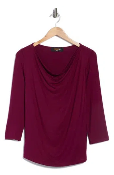 Renee C Side Ruched 3/4 Sleeve Top In Purple