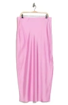 Renee C Side Slit Satin Maxi Skirt In Pink