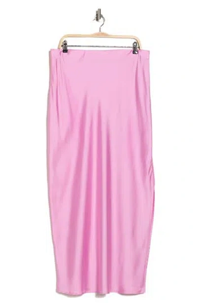 Renee C Side Slit Satin Maxi Skirt In Pink