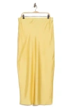 Renee C Side Slit Satin Maxi Skirt In Yellow