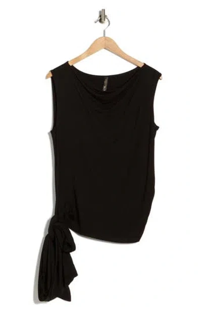 Renee C Side Tie Stretch Modal Top In Black
