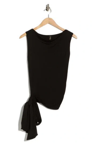 Renee C Side Tie Stretch Modal Top In Black