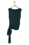 Renee C Side Tie Stretch Modal Top In Green