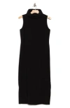 Renee C Sleeveless Ribbed Turtleneck Dress In Black