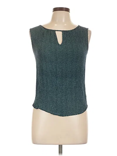 Pre-owned Renee C Sleeveless Top Teal Keyhole Neckline Tops In Blue