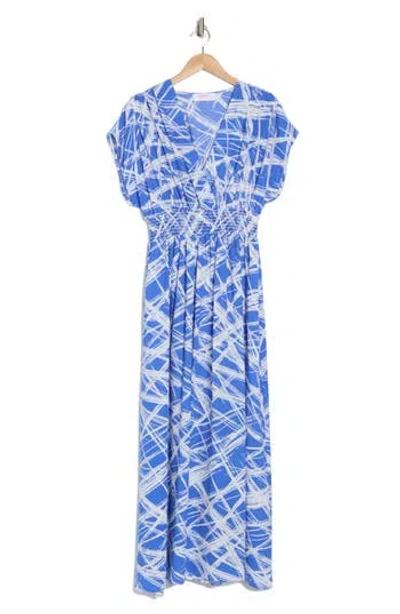 Renee C Smocked Waist Maxi Dress In Blue