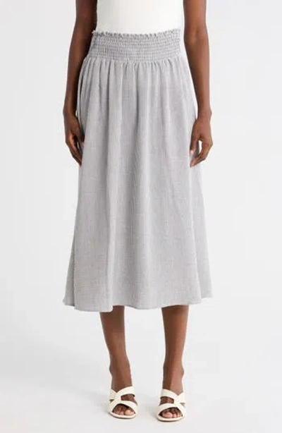Renee C Smocked Waist Midi Skirt In Gray