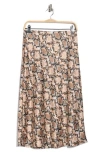 Renee C Snakeskin Print Midi Skirt In Brown