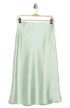 Renee C Solid Satin Midi Skirt In Green