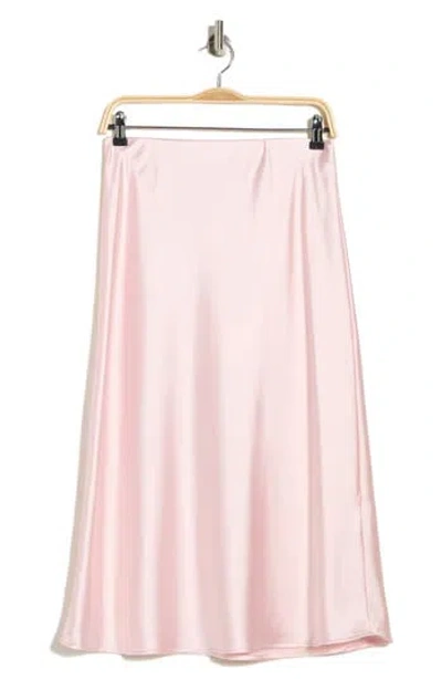 Renee C Solid Satin Midi Skirt In Pink