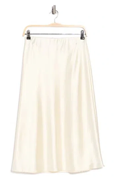 Renee C Solid Satin Midi Skirt In Pink