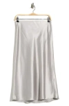 Renee C Solid Satin Midi Skirt In Silver