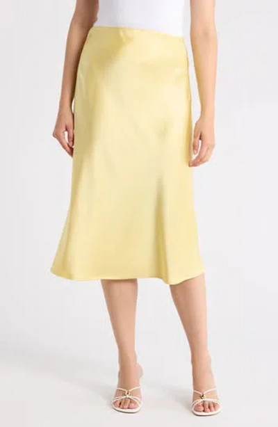 Renee C Solid Satin Midi Skirt In Gray