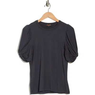 Renee C Solid Scrunched Sleeve Top In Gray