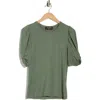 Renee C Solid Scrunched Sleeve Top In Green