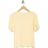 Renee C Solid Scrunched Sleeve Top In Yellow