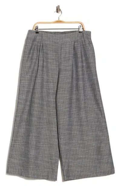 Renee C Stripe Cotton & Linen Wide Leg Pants In Gray