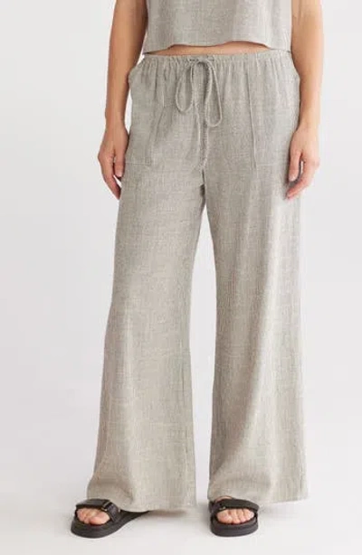 Renee C Stripe Cotton Blend Wide Leg Pants In Gray