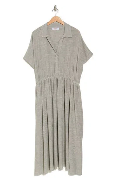 Renee C Stripe Dress In White Grey