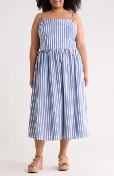 Renee C Stripe Fit & Flare Midi Dress In Blue
