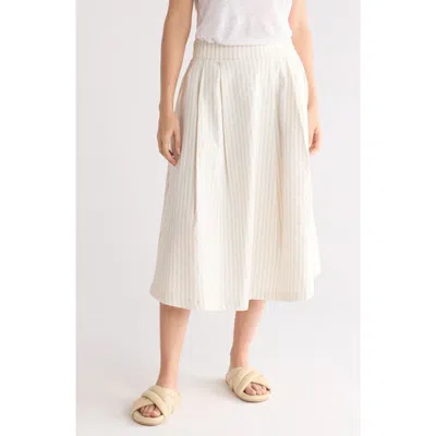 Renee C Stripe Flared Midi Skirt In Ivory/taupe